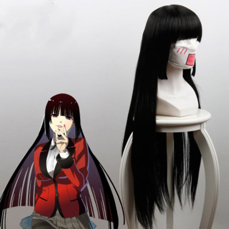 Jabami Yumeko Wig Kakegurui Cosplay Wigs Women Black 100cm Straight Hair Wigs Perucas Cosplay Wig