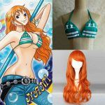 Japanese Anime Nami Two Years Later Cosplay Costumes Tops Orange Long Curly Wig