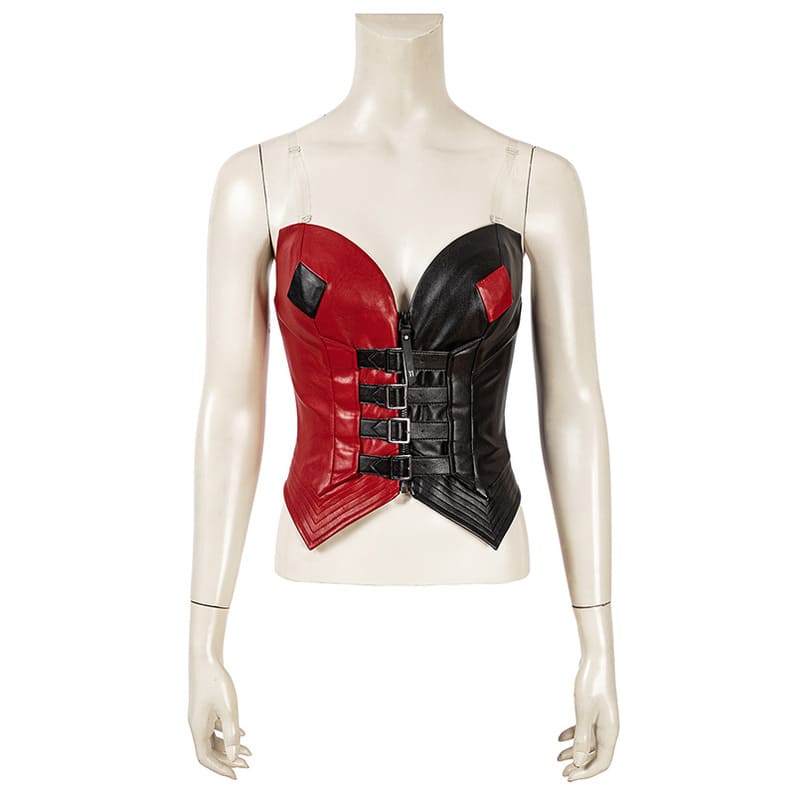 Movie Suicide 2 Joker Girl Quinzel Cosplay Costume Adults Women Red and Black Bodice