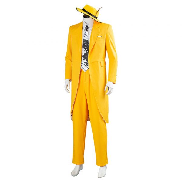 The Mask Jim Carrey Cosplay Costume Monster Yellow Uniform Suit