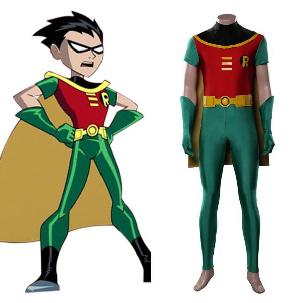 Anime Kid Titans Robin Cosplay Costume Robin Jumpsuit