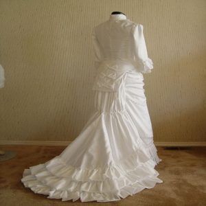 Victorian White Bustle Ball Gown Civil War Custom Made Dress
