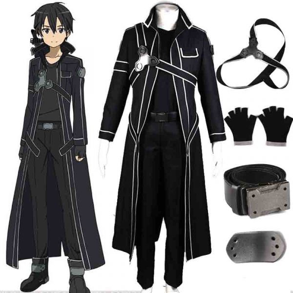 HOT Anime Sword Art Online Kirito Cosplay Costume Kirigaya Kazuto Costume