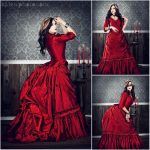 Victorian Gothic Red Bustle Gown Vampire Mina Harker Dress