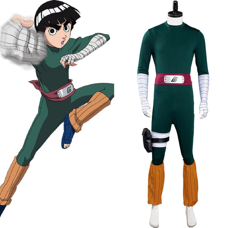 Rock Lee Cosplay Costume Green Tight-fitting Jumpsuit Outfits For Men Women