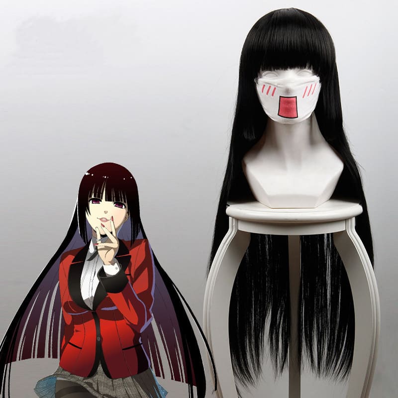 Jabami Yumeko Wig Kakegurui Cosplay Wigs Women Black 100cm Straight Hair Wigs Perucas Cosplay Wig