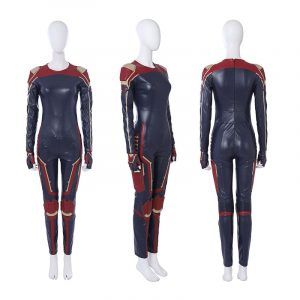 ManLuYunXiao Lady Captain Cosplay Costume Superhero Carol Danvers Leather Jumpsuit