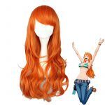 Japanese Anime Nami Two Years Later Cosplay Costumes Tops Orange Long Curly Wig