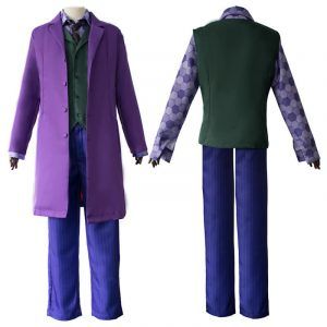 Ainiel Joker Cosplay Costume Dark Knight Heath Ledger Purple Coat
