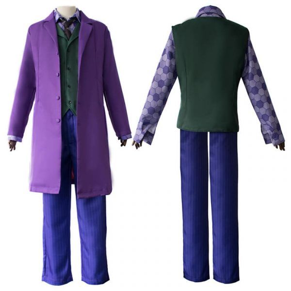 Ainiel Joker Cosplay Costume Dark Knight Heath Ledger Purple Coat