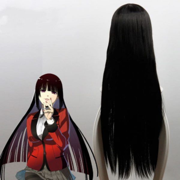 Jabami Yumeko Wig Kakegurui Cosplay Wigs Women Black 100cm  Straight Hair Wigs Perucas Cosplay Wig