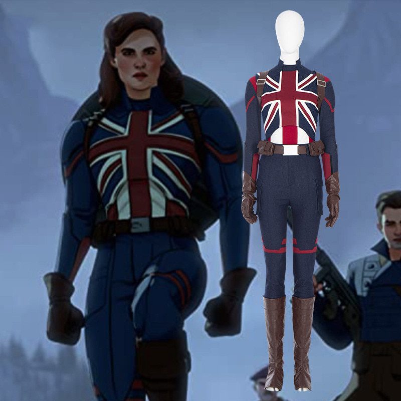 Anime Women Captain Carter Cosplay Costume Suit Peggy Carter Outfits