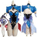 Genshin Impact Mona Cosplay Costume Bunny Girls Jumpsuit