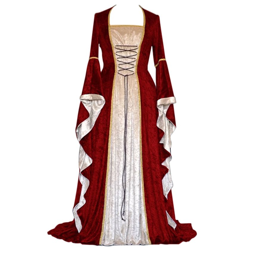 Medieval Dress Palace Noble Long Robes Ancient Bell Sleeve Princess Costume