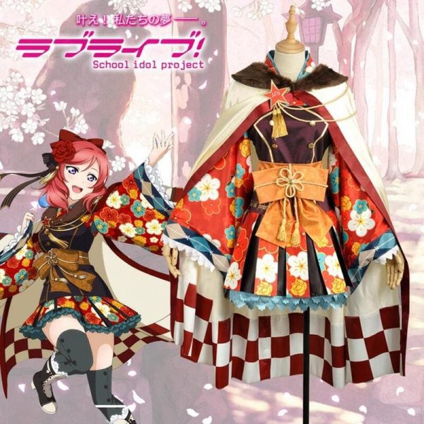 Love Live Cosplay Taisho Kimono Awakening Fancy Dress With Cloak Honoka Rin Eli Maki Nico Outfit