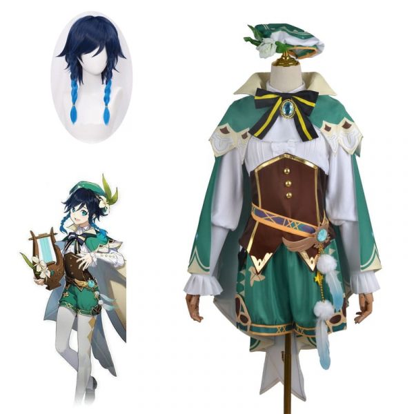 Genshin Impact Venti Cosplay Costume Mondstadt Wind God Lovely Uniform