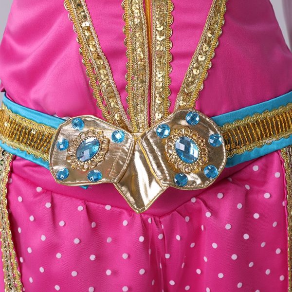 Jasmine Princess Cosplay Costume Movie Aladdin Outfit Rose Red Suit