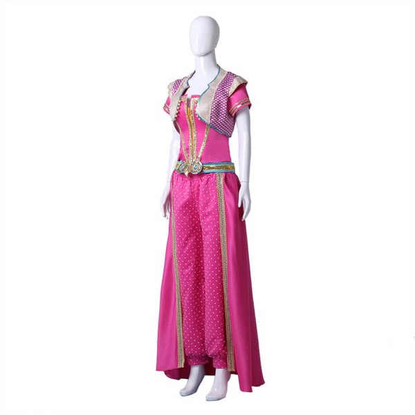 Jasmine Princess Cosplay Costume Movie Aladdin Outfit Rose Red Suit