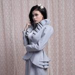 Fashion Spring Autumn Woolen Coat Women Royal Court Ruffles Swallowtail Jackets