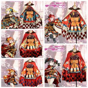 Love Live Cosplay Taisho Kimono Awakening Fancy Dress With Cloak Honoka Rin Eli Maki Nico Outfit