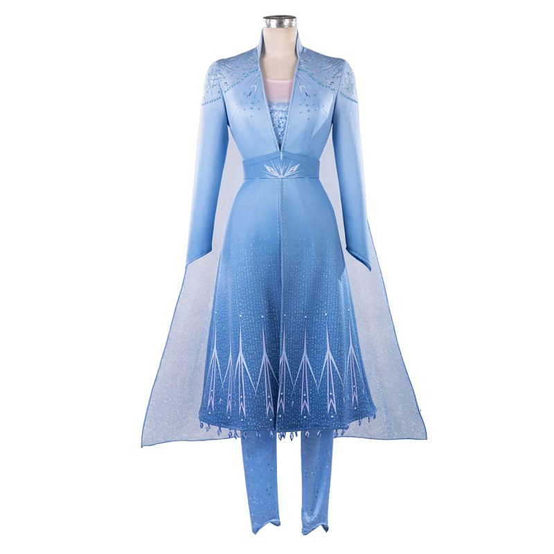 open lace back dress Snow Adult Elsa Dress Costume Halloween Cosplay Elsa Anna Costume Prin –  Cosermart