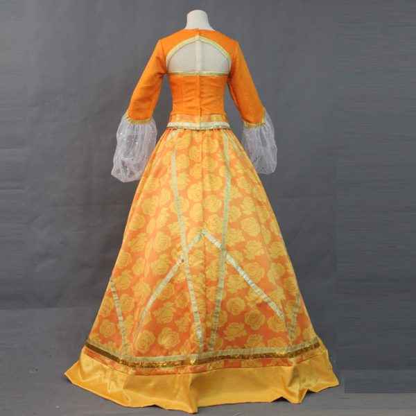 Top Quality Movie Aladdin Jasmine Princess Orange Long Dress Arabian Royal Gown