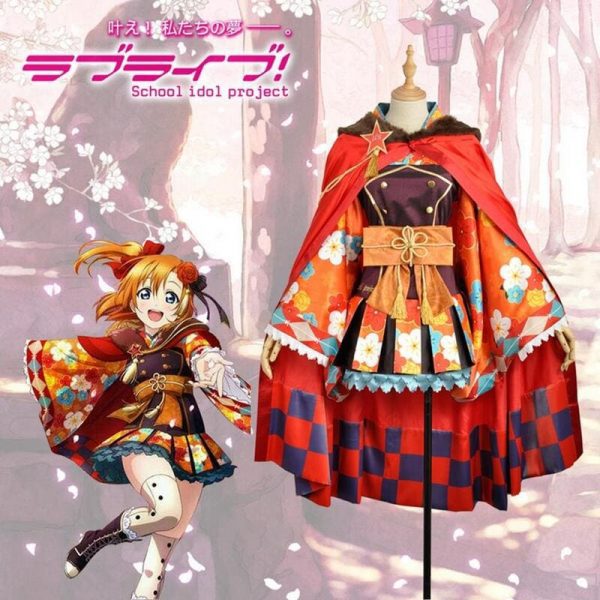 Love Live Cosplay Taisho Kimono Awakening Fancy Dress With Cloak Honoka Rin Eli Maki Nico Outfit