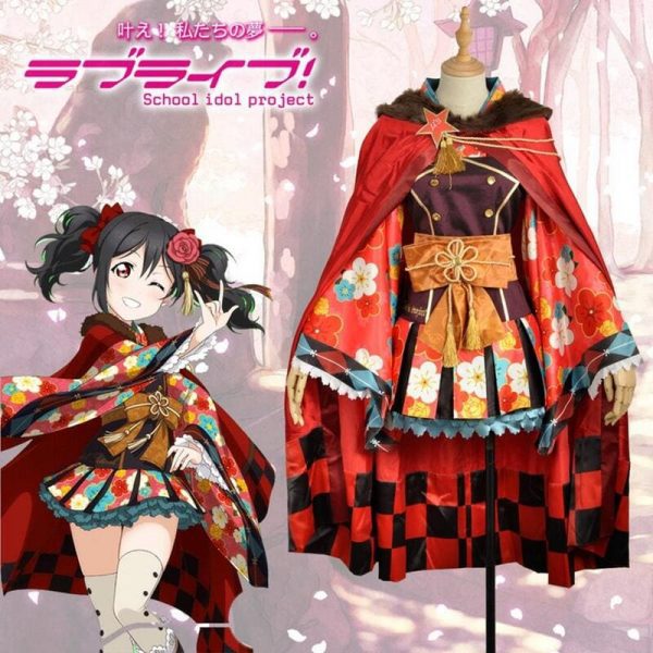 Love Live Cosplay Taisho Kimono Awakening Fancy Dress With Cloak Honoka Rin Eli Maki Nico Outfit