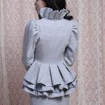 Fashion Spring Autumn Woolen Coat Women Royal Court Ruffles Swallowtail Jackets