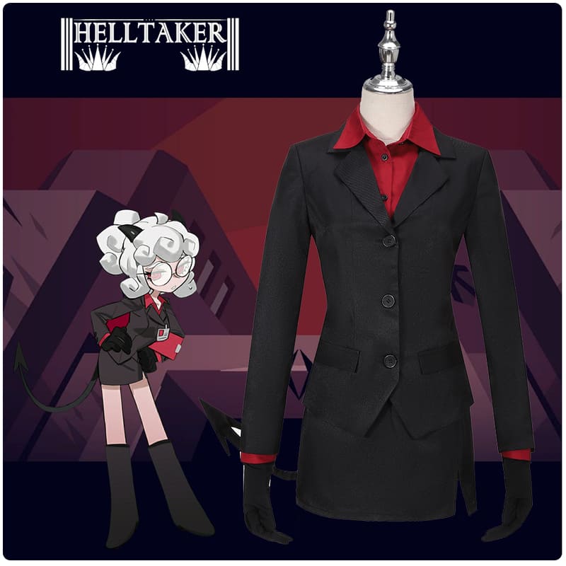 Helltaker Pandemonica Cosplay Costume Tail Ears The Tired Demon Outfit