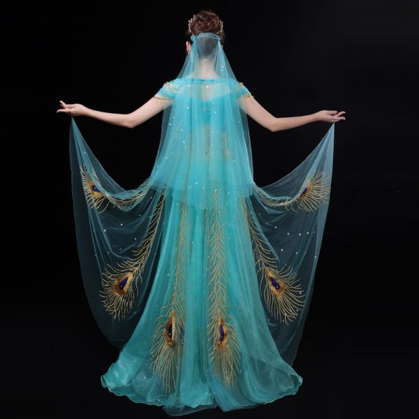 Aladdin Jasmine Princess Cosplay Costume Sexy Belly Dance Peacock Embroidery Dress