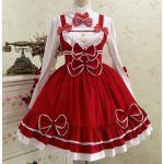 Little Red Riding Hood Maid Costume Cotton Lace Lolita Dress With Shawl