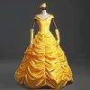 Princess Ball Gown Beauty And The Beast Belle Costume Yellow Gown