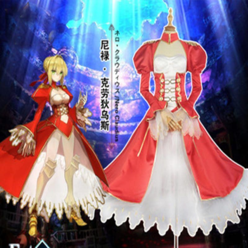fate saber red dress Fate / Grand Order Saber Red Dress Fate / Extra Nero Cosplay Costume