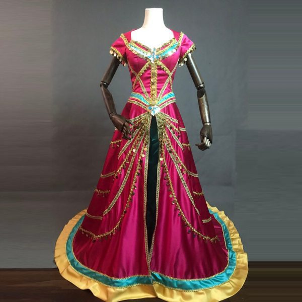Movie Aladdin Princess Jasmine Cosplay Costume Coronation Fancy Sequin Dress