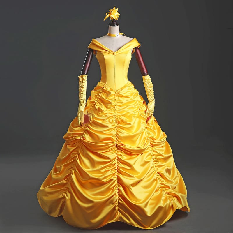 strapless open back dress Princess Belle Classic Ballgown Beauty and Beast Cosplay Costume Without Boning / Traditional Lace Tie main image 0