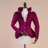 Fashion Spring Autumn Woolen Coat Women Royal Court Ruffles Swallowtail Jackets
