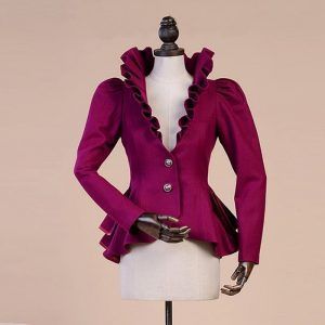 Fashion Spring Autumn Woolen Coat Women Royal Court Ruffles Swallowtail Jackets