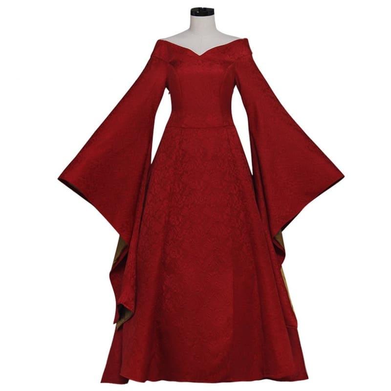 medieval evening dress Medieval Cotton Lace up Renaissance Dress Red / 3X main image 0