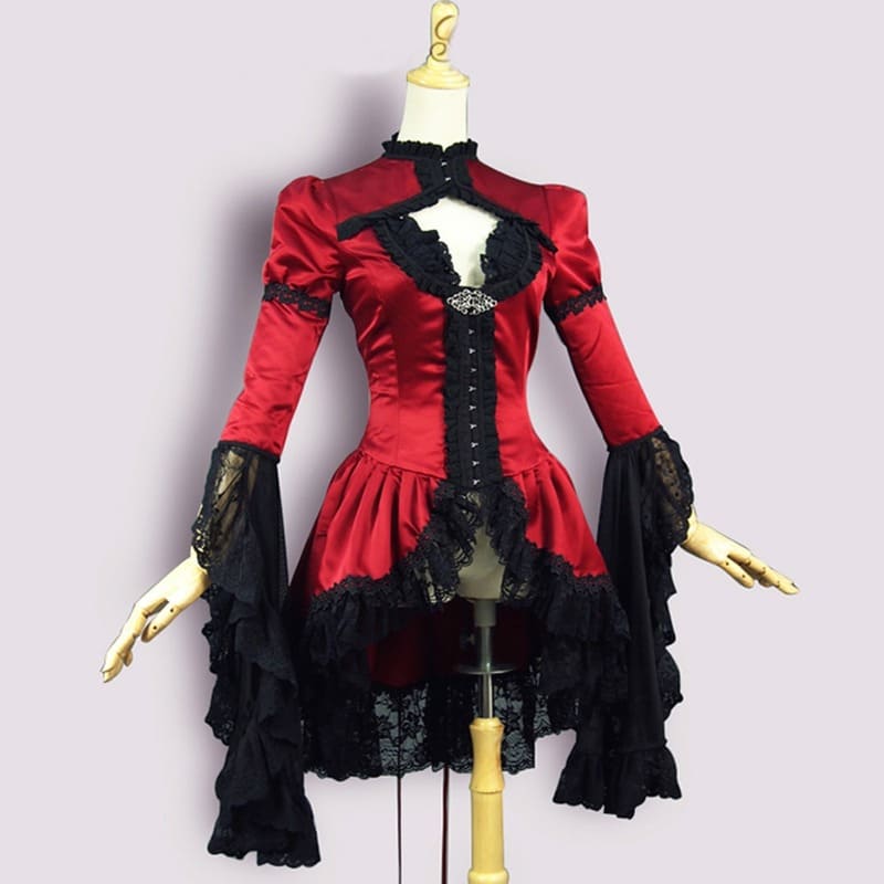 Spring Summer Vintage Victoria Jacket Gothic Costume Royal Court Ruffled Lace Coat