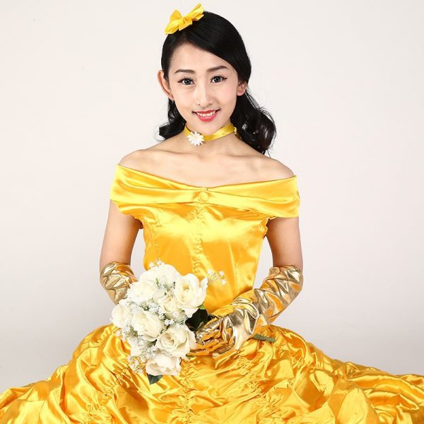Princess Ball Gown Beauty And The Beast Belle Costume Yellow Gown