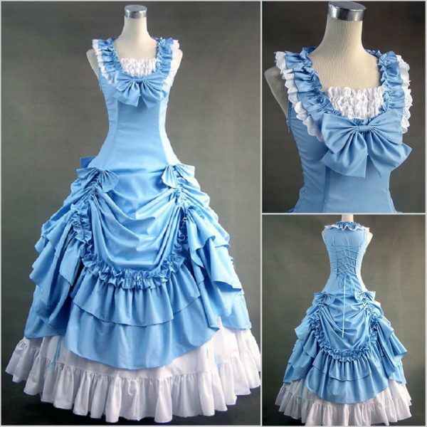 Summer Elegant Vintage Victorian Lolita Dress Women Long Gothic Costume