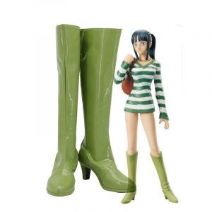 One Piece Nico Robin Cosplay Boots Green High Heel