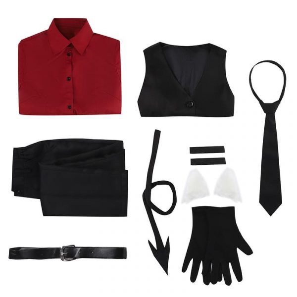 Helltaker Cosplay Costume Cerberus Red Shirt For Women