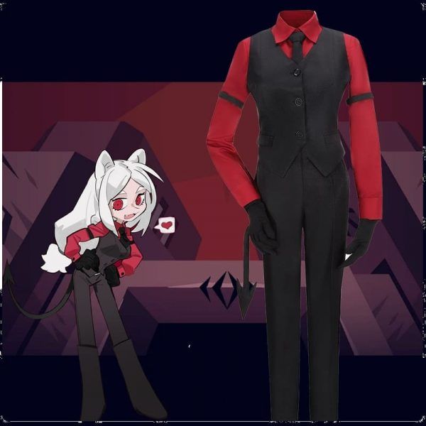 Helltaker Cosplay Costume Cerberus Red Shirt For Women