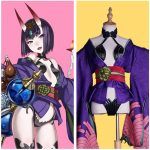 Game FGO Fate/Grand Order Shuten-Douji Cosplay Costume Purple Kimono
