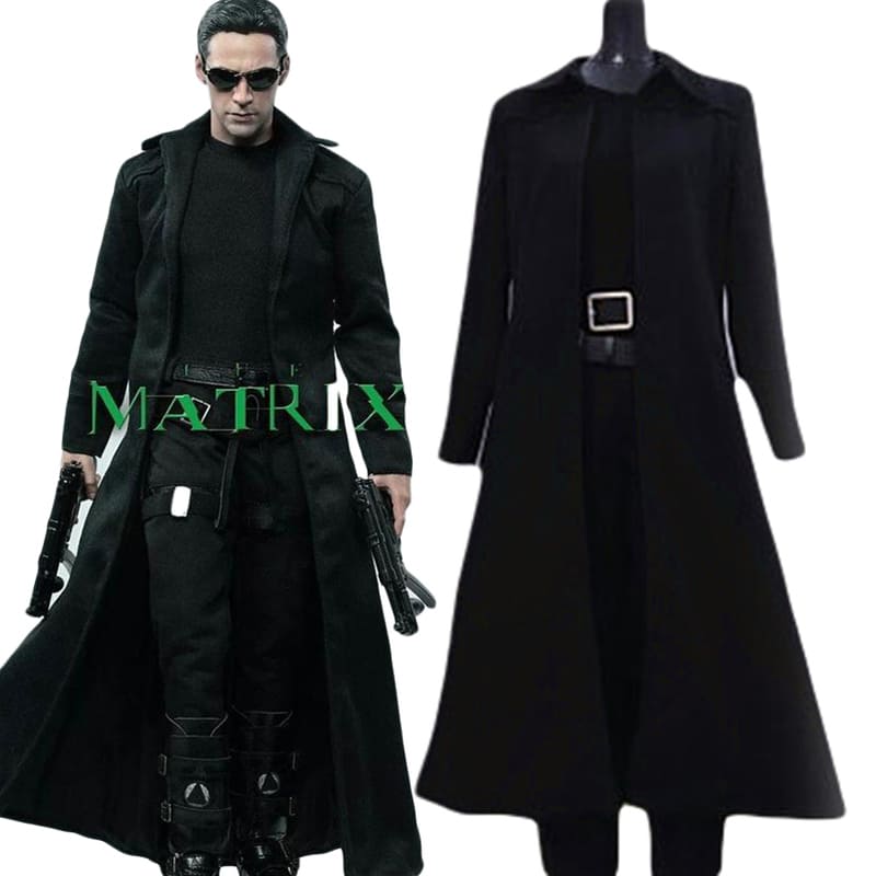 The Matrix Neo Black Trench Coat Custom Made