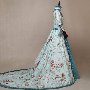 Renaissance Victorian Royal Queen Costume Medieval Gown Robe Train Dress