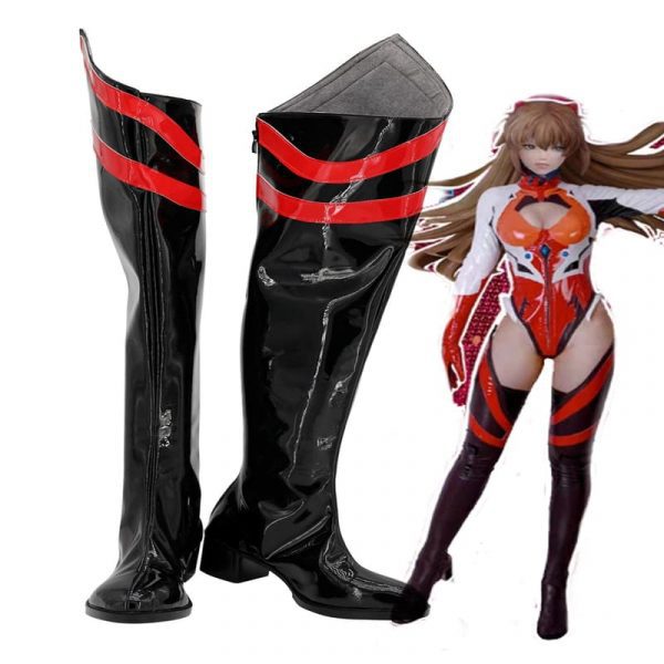EVA Asuka Langley Soryu Cosplay Over Knee Black Boots