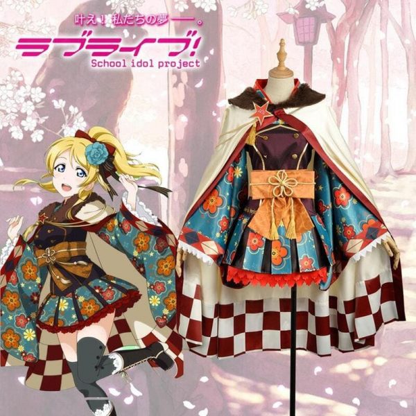Love Live Cosplay Taisho Kimono Awakening Fancy Dress With Cloak Honoka Rin Eli Maki Nico Outfit